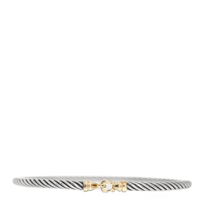 David Yurman Sterling Silver 18K Yellow Gold 3mm Cable Buckle Bracelet 1 of 4