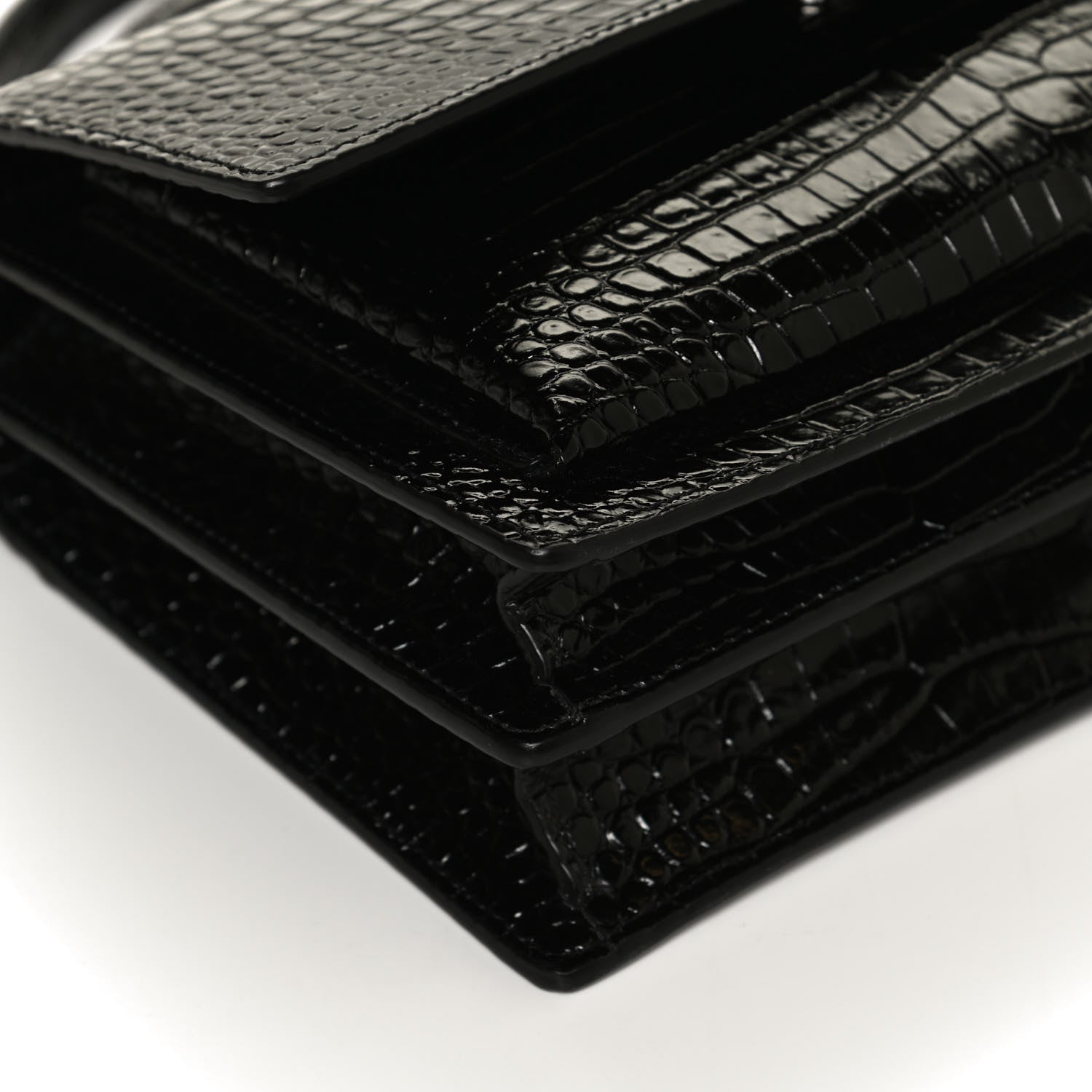 Saint Laurent Calfskin Crocodile Embossed Medium Monogram Sunset Black 12 of 12