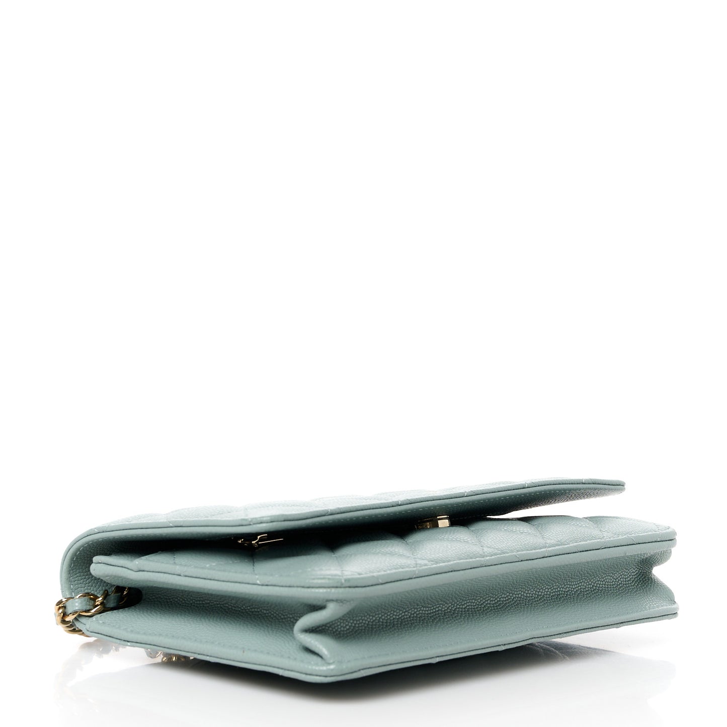 Caviar Quilted Wallet on Chain WOC Light Blue