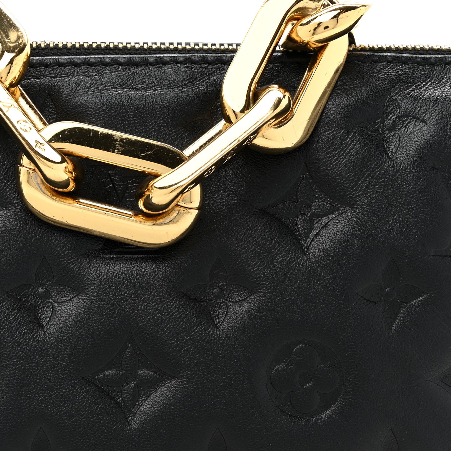 Lambskin Embossed Monogram Coussin BB Black