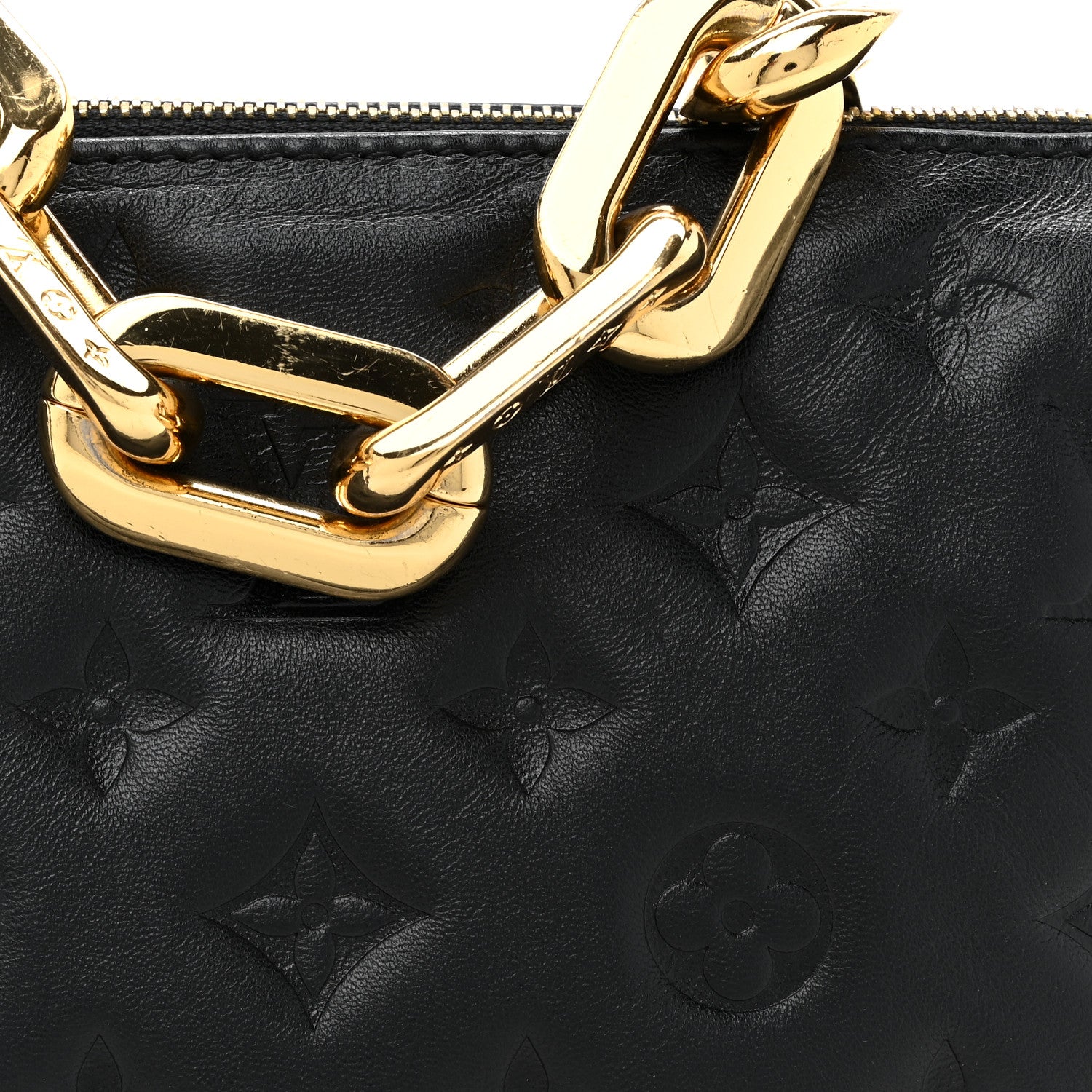 Louis Vuitton Lambskin Embossed Monogram Coussin BB Black 9 of 13