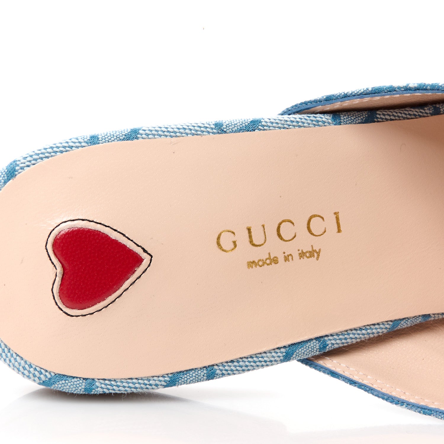 Gucci Canvas GG Monogram Nappa Womens Princetown Slippers 38.5 Porcelain Light Blue Dark Porcelain Light Blue 7 of 9