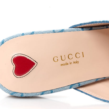 Gucci Canvas GG Monogram Nappa Womens Princetown Slippers 38.5 Porcelain Light Blue Dark Porcelain Light Blue 7 of 9