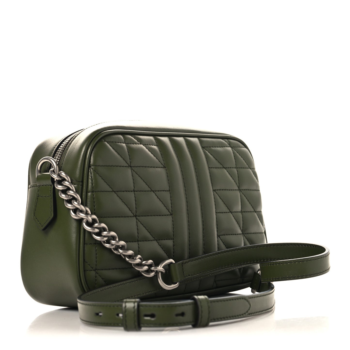 Calfskin Matelasse Aria Small GG Marmont Chain Shoulder Bag Military Wood