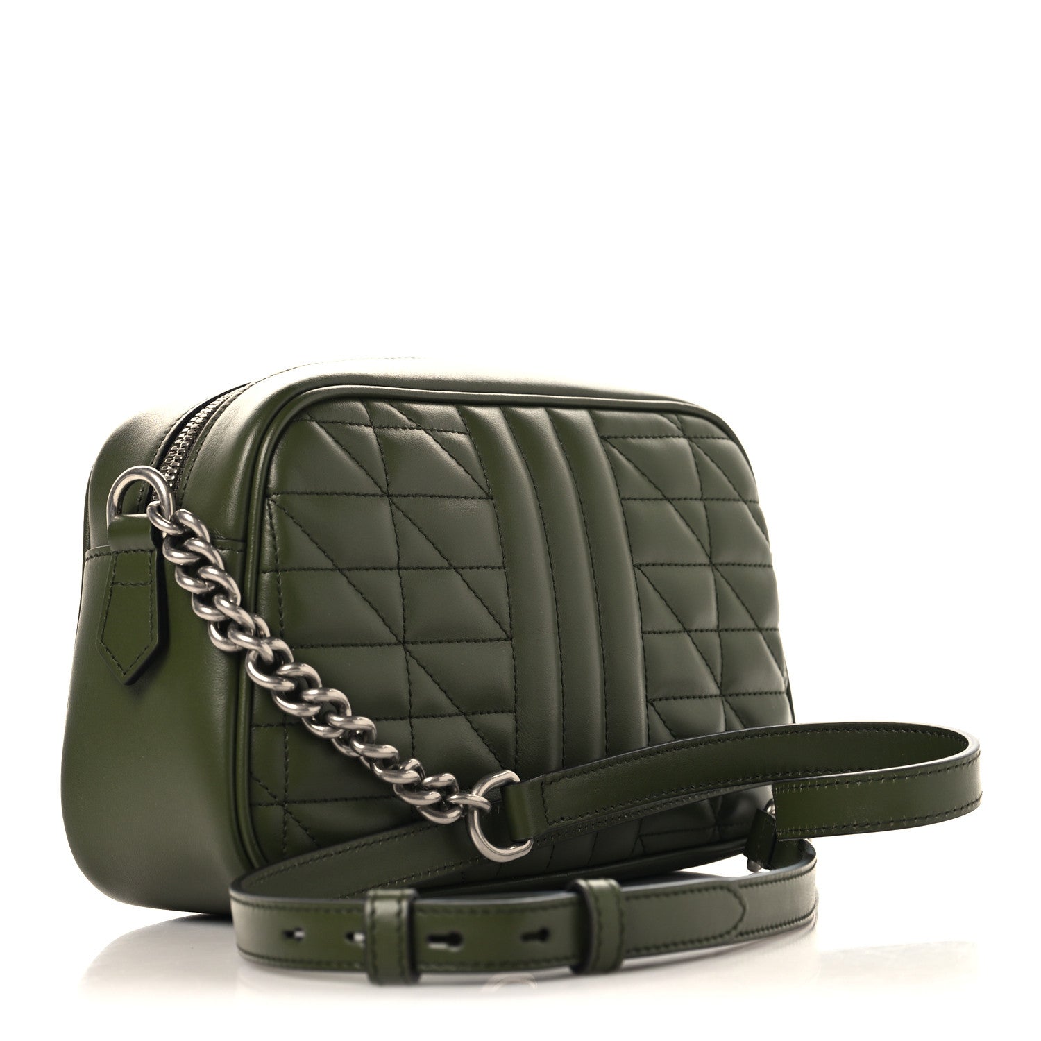 Gucci Calfskin Matelasse Aria Small GG Marmont Chain Shoulder Bag Military Wood 3 of 10