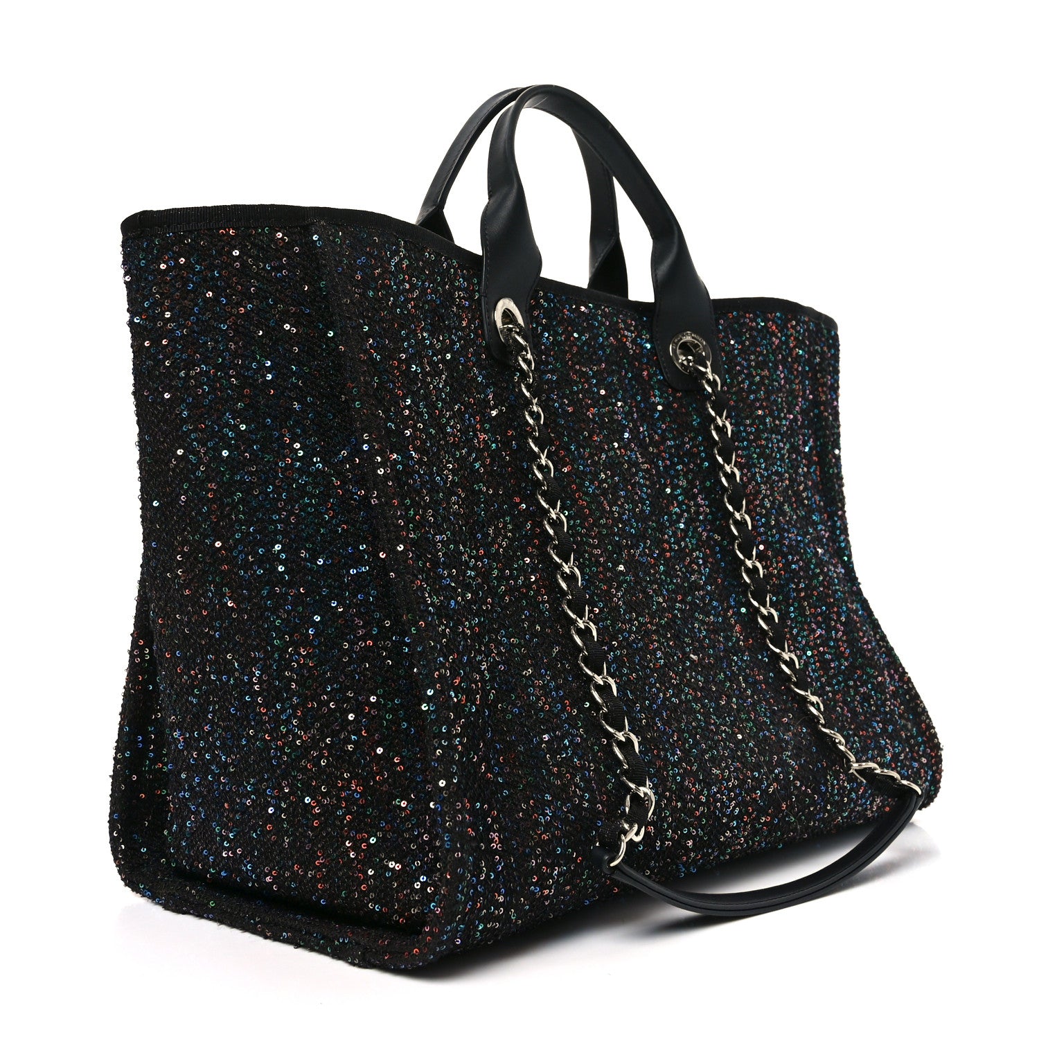 Chanel Calfskin Sequin Medium Deauville Tote Black 2 of 10