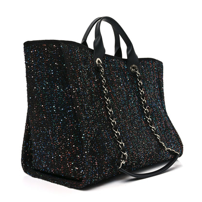Chanel Calfskin Sequin Medium Deauville Tote Black 2 of 10