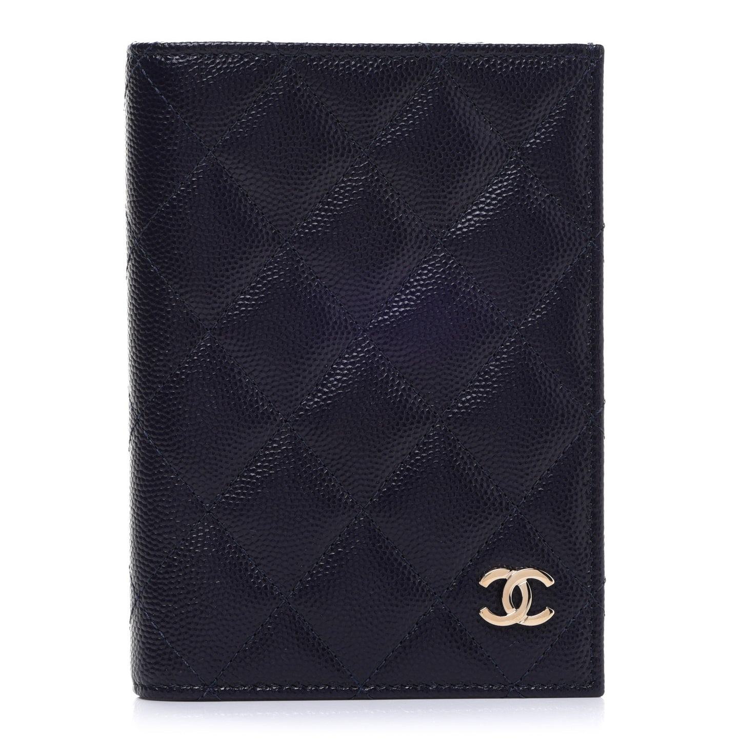 Caviar Quilted Passport Holder Navy Blue