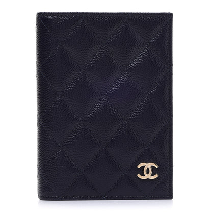 Chanel Caviar Quilted Passport Holder Navy Blue 1 of 8