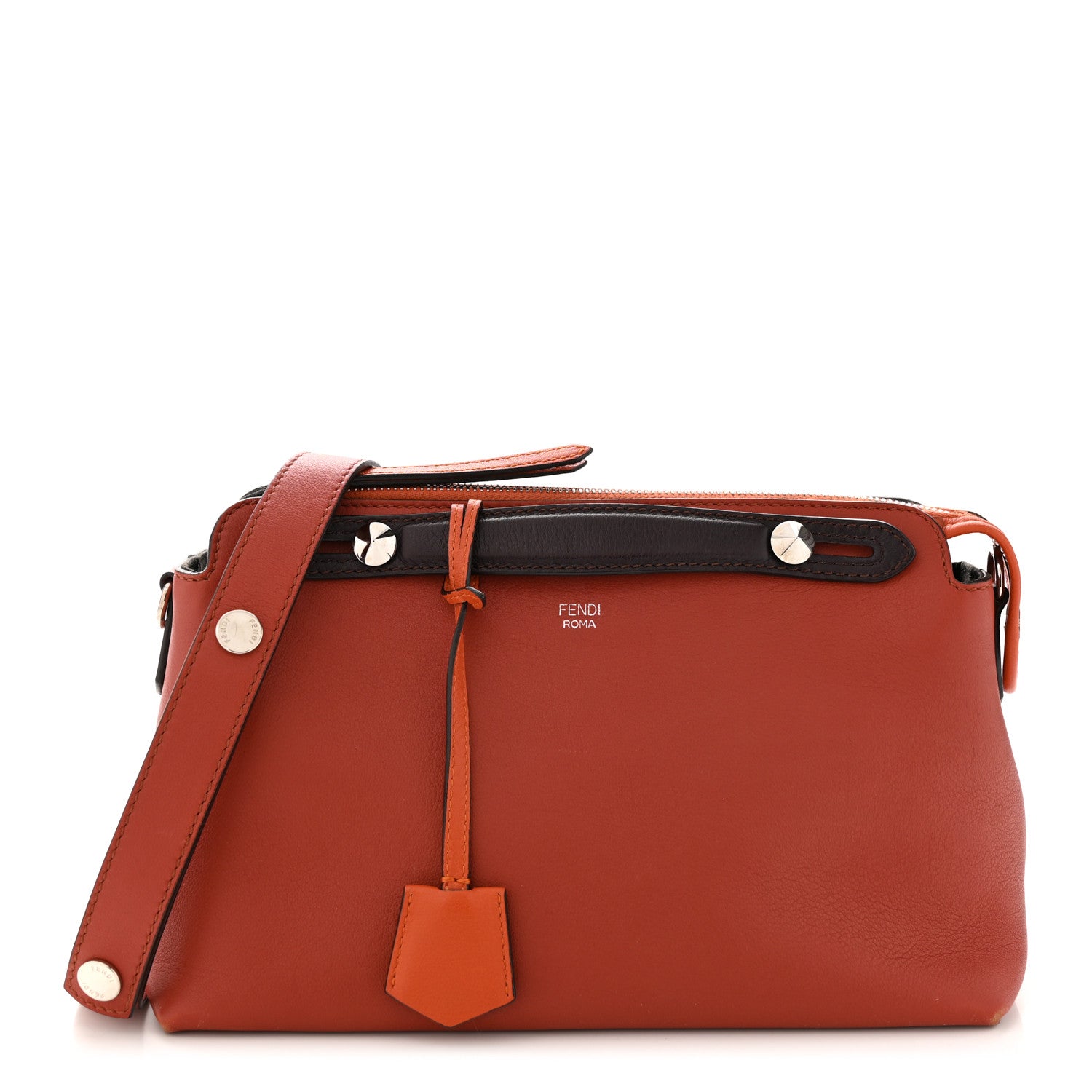 Fendi Vitello Dolce 4 Color Medium By The Way Boston Bag Terra di Siena Multicolor 1 of 12