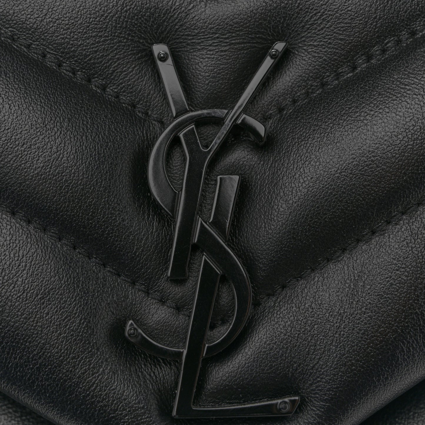 Calfskin Y Quilted Monogram Monochrome Small Loulou Chain Satchel Black