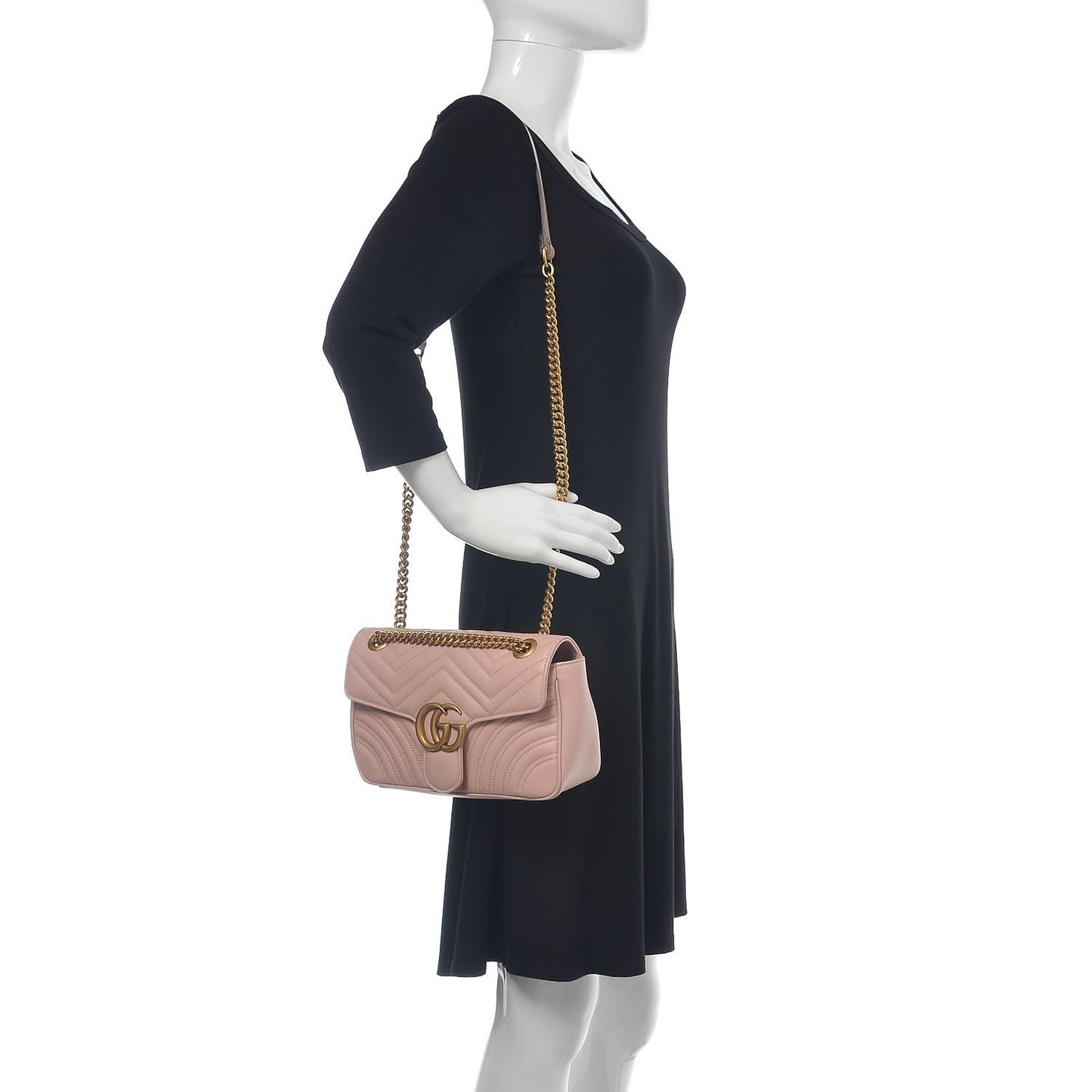 Calfskin Matelasse Small GG Marmont Shoulder Bag Perfect Pink