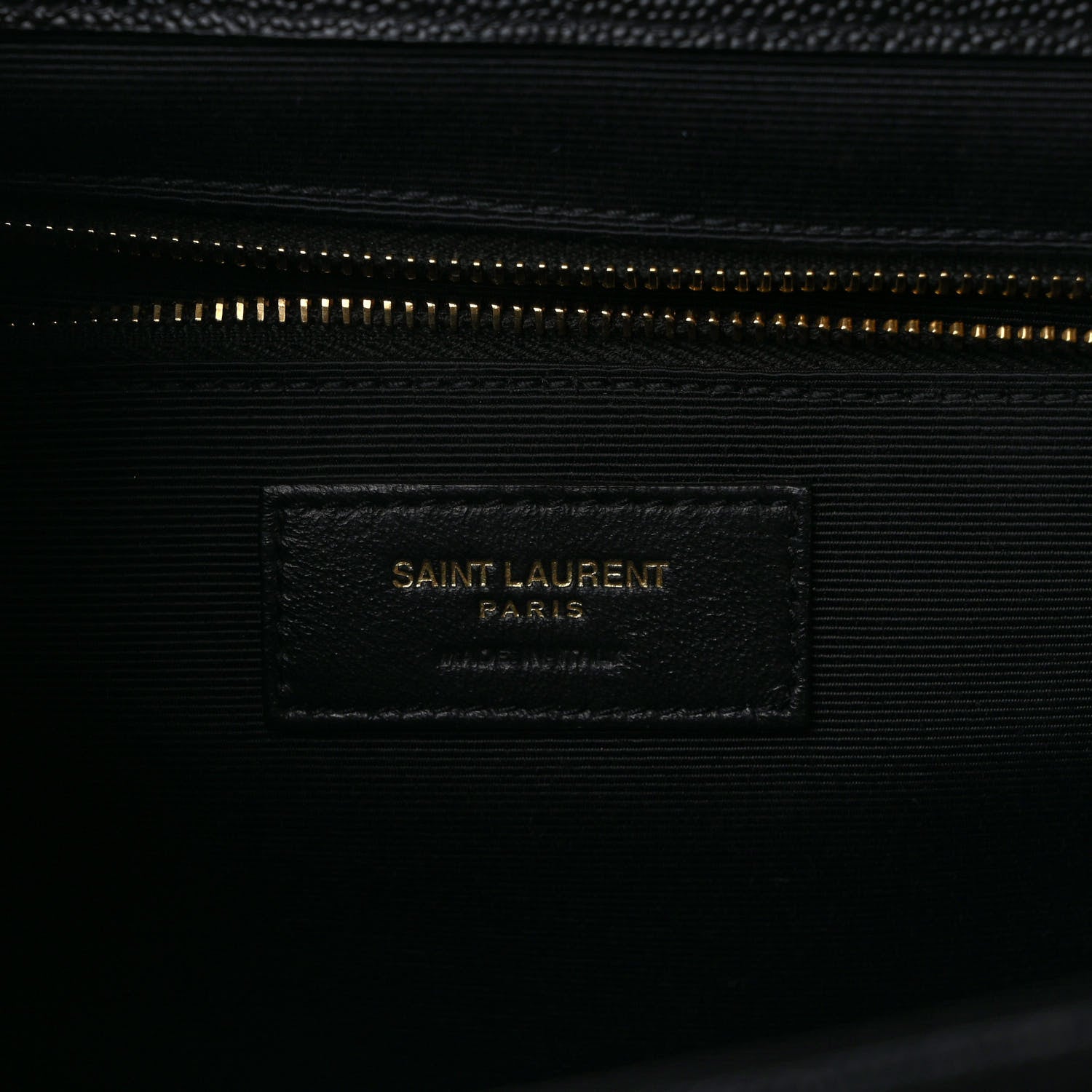 Saint Laurent Grain De Poudre Matelasse Chevron Large Monogram Satchel Black 5 of 7
