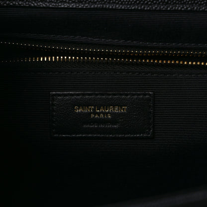 Saint Laurent Grain De Poudre Matelasse Chevron Large Monogram Satchel Black 5 of 7