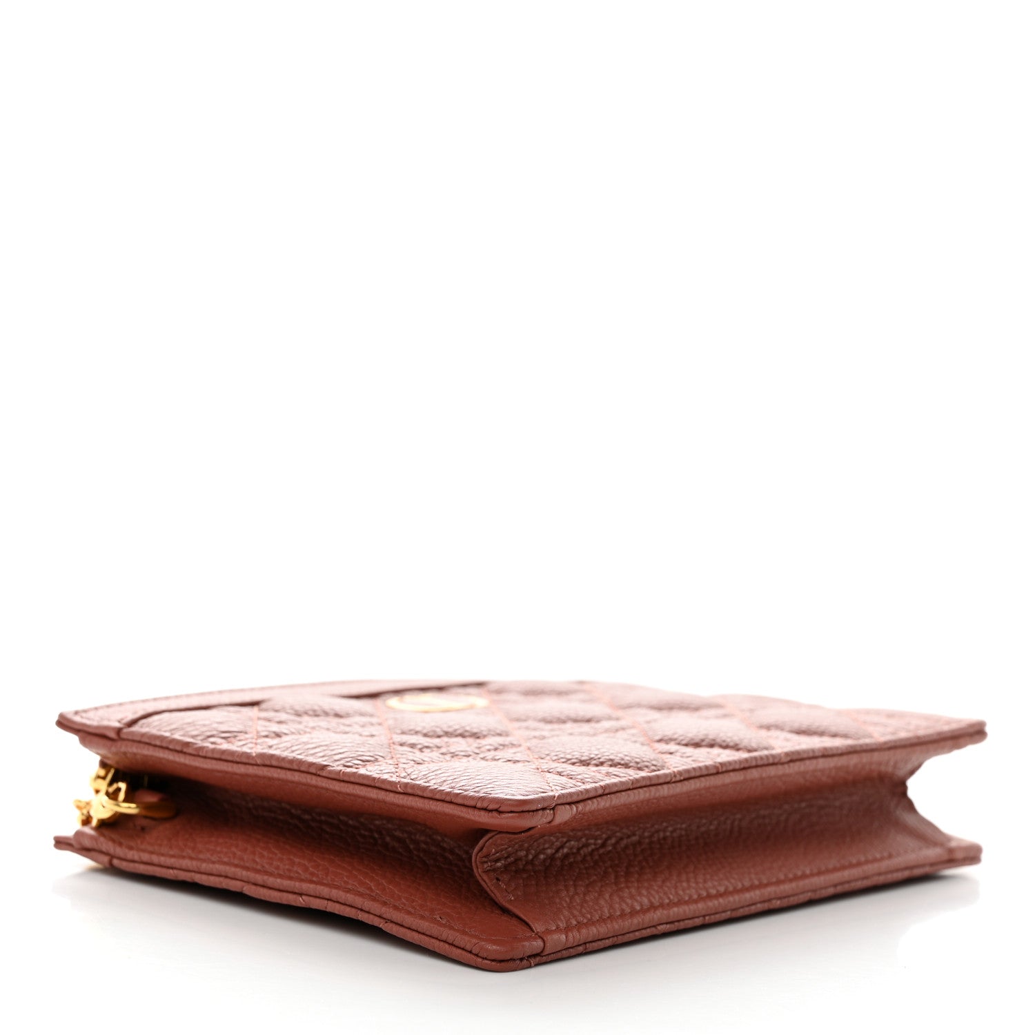 Christian Dior Calfskin Cannage Caro Zipped Pouch With Chain Rust 4 of 10