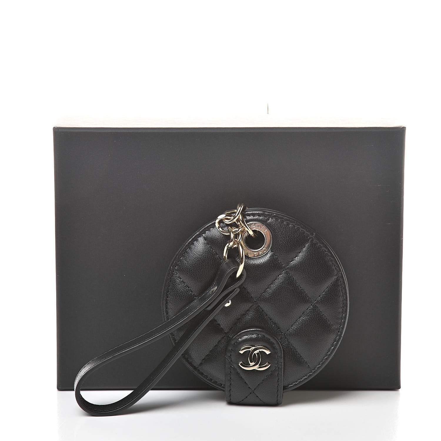 Chanel Lambskin Quilted Round Luggage Tag Black 6 of 6