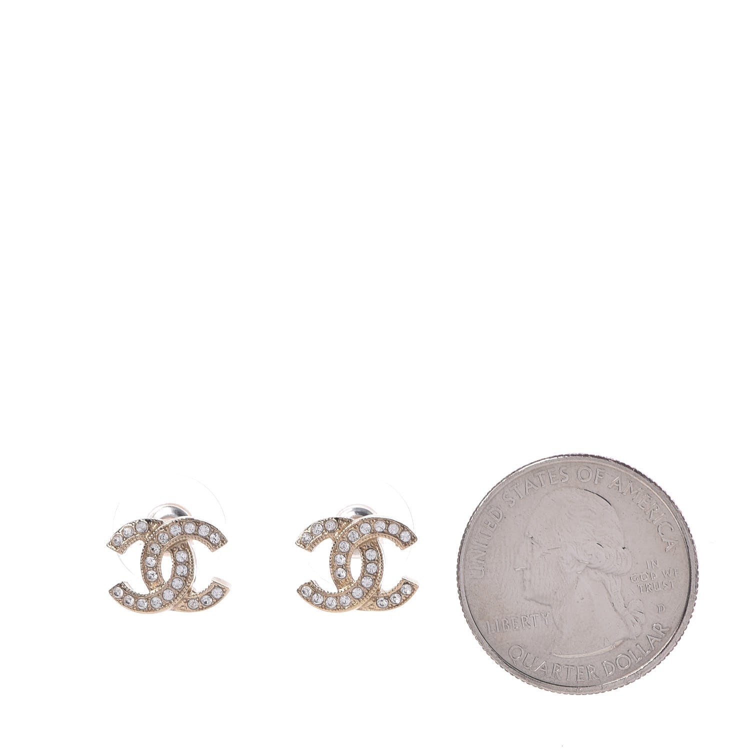Chanel Crystal Mini CC Earrings Gold 2 of 5