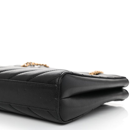 Saint Laurent Grain De Poudre Matelasse Chevron Small Tribeca Shopping Bag Black 9 of 9