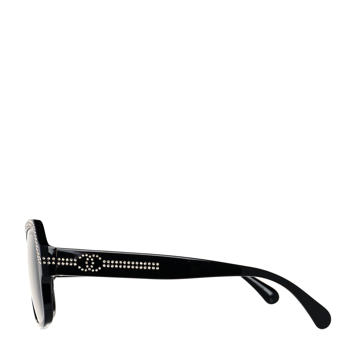 Chanel Crystal CC Shield Sunglasses 71432A Black Silver 3 of 9