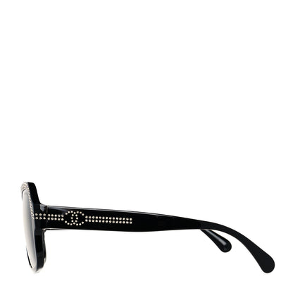 Chanel Crystal CC Shield Sunglasses 71432A Black Silver 3 of 9