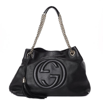 Gucci Pebbled Calfskin Medium Soho Chain Shoulder Bag Black 1 of 11