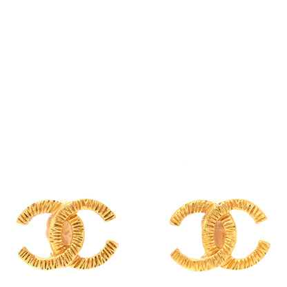 Chanel Textured CC Clip On Earrings Gold 1 of 4