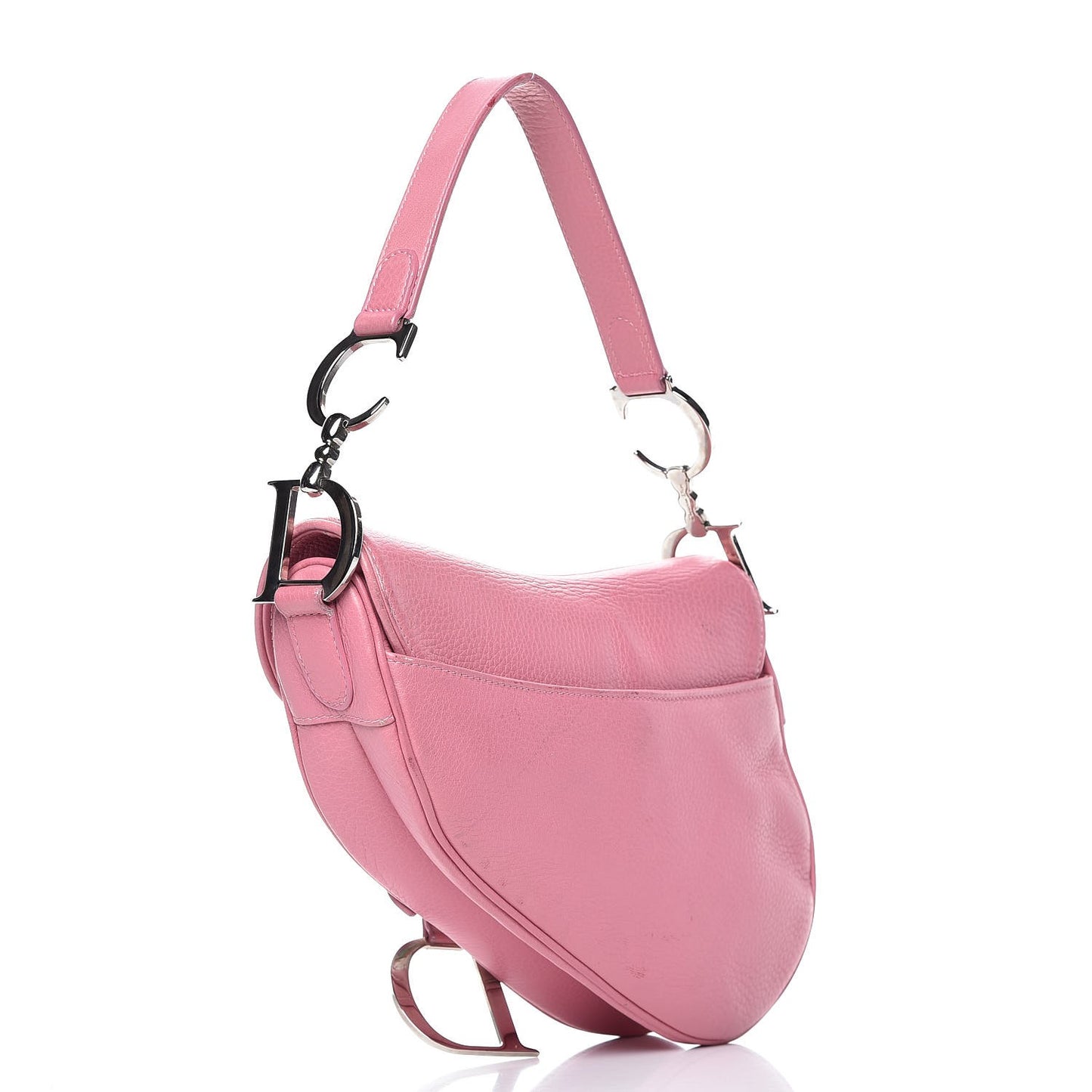 Calfskin Embroidered Romantic Flowers Saddle Bag Pink