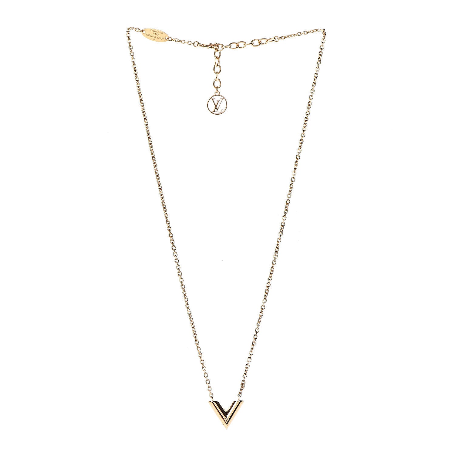Louis Vuitton Essential V Necklace Gold 3 of 7
