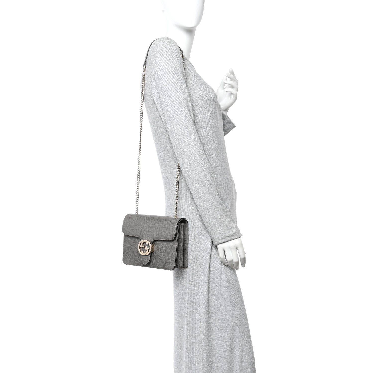 Gucci Dollar Calfskin Small Interlocking G Shoulder Bag Loess 2 of 10