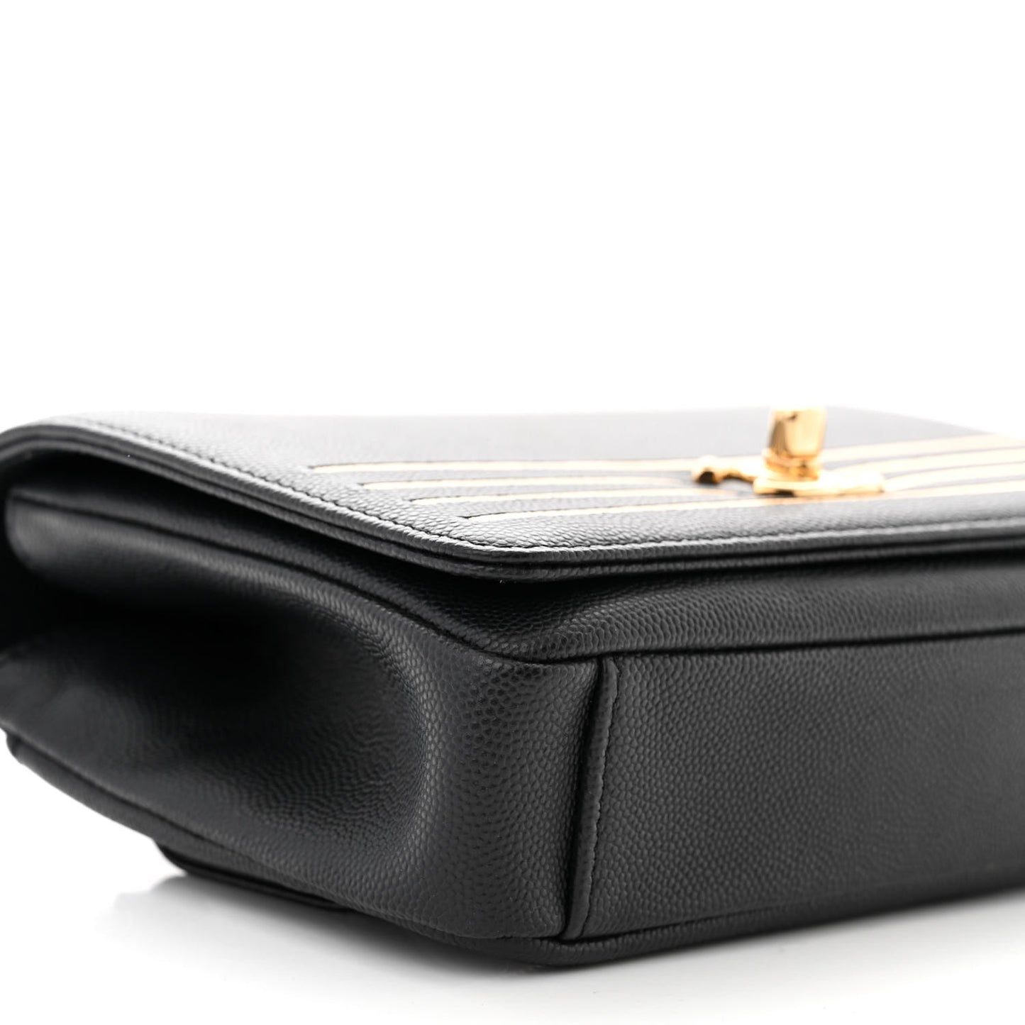 Grained Calfskin Embroidered Captain Gold Belt Bag Black