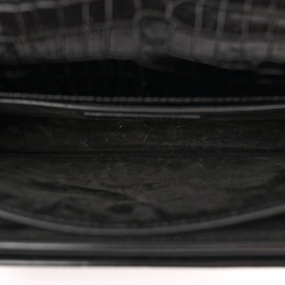 Saint Laurent Calfskin Crocodile Embossed Medium Monogram Sunset Black 5 of 9