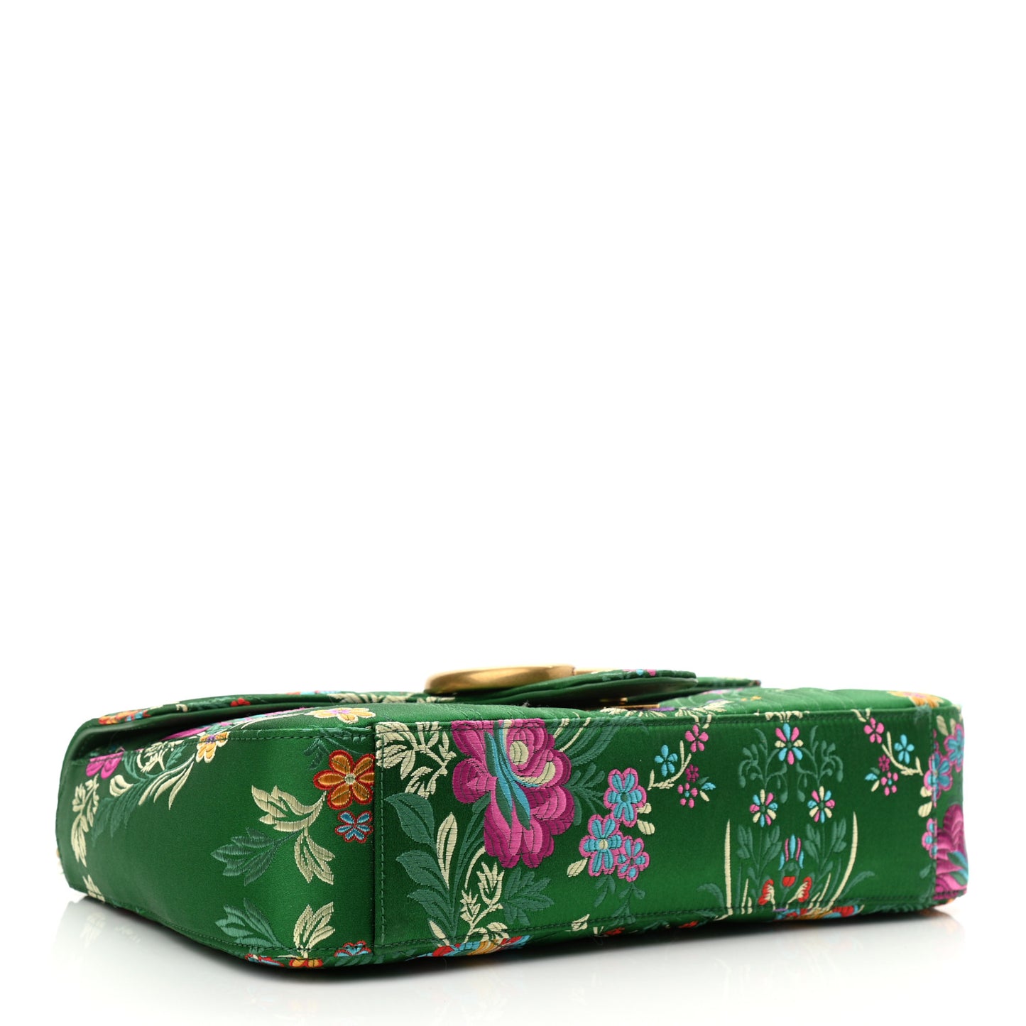 Jacquard Matelasse Floral Medium GG Marmont Shoulder Bag Green
