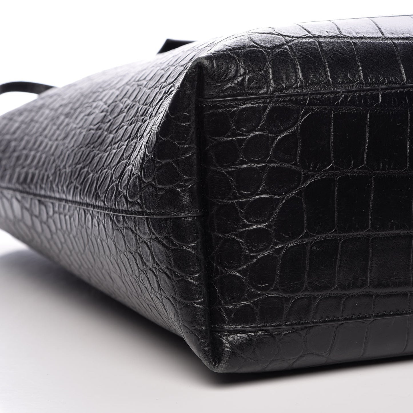 Croc Calfskin Embossed Bold Shopper Tote Black