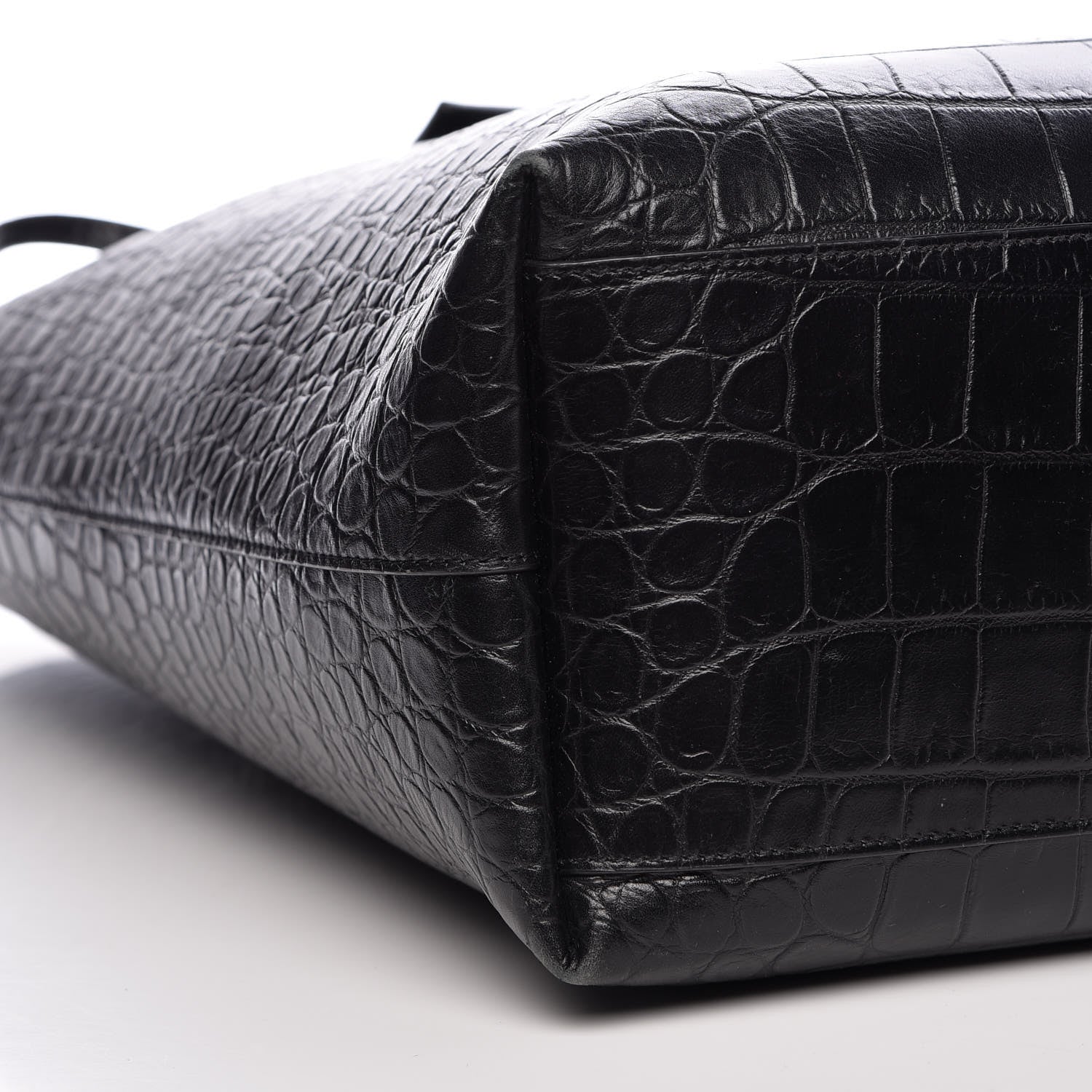 Saint Laurent Croc Calfskin Embossed Bold Shopper Tote Black 11 of 18