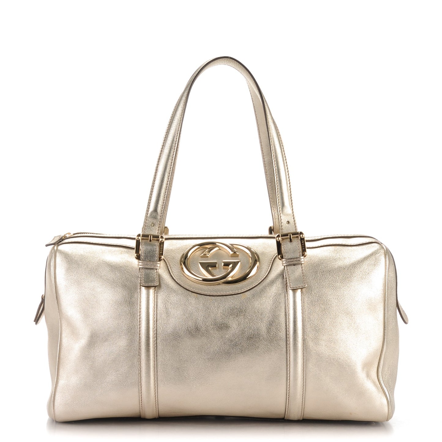 Metallic Calfskin Medium Britt Boston Gold