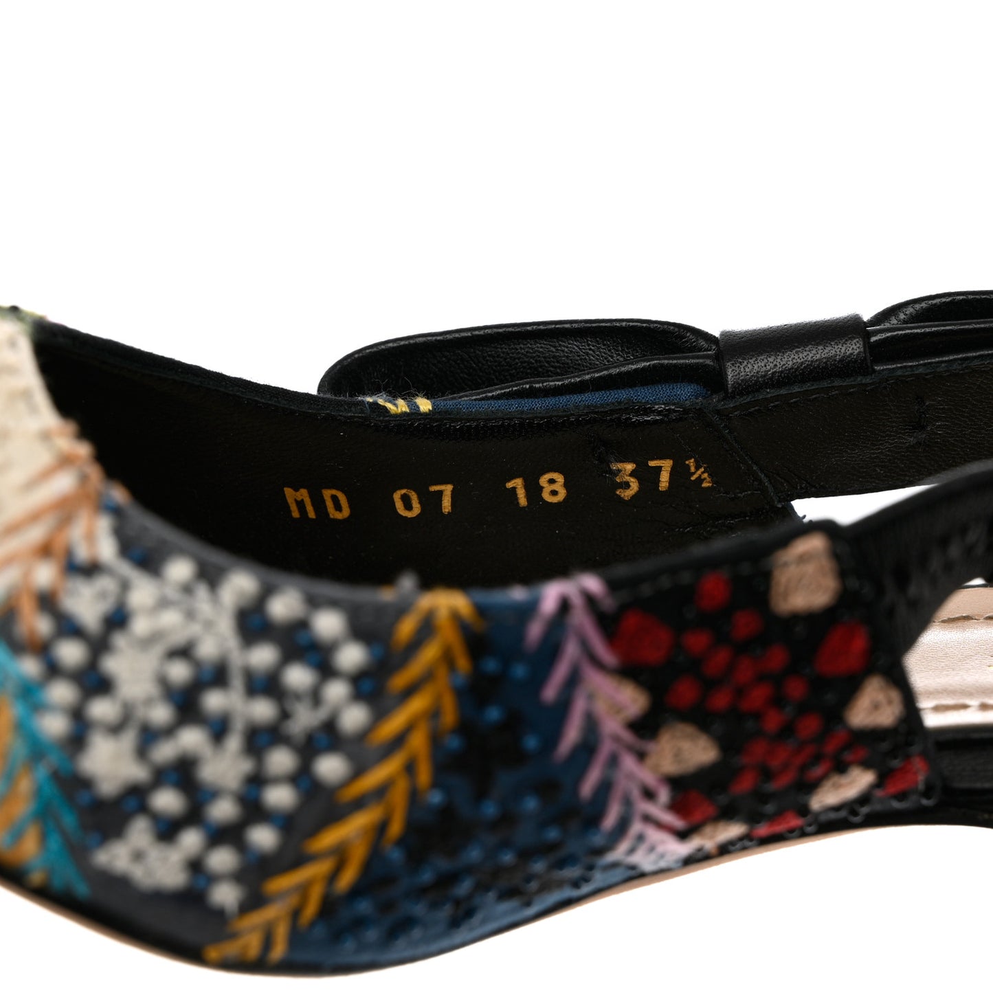 Embroidered Calfskin Beaded Sweet D Sling-Back Pumps 37.5 Multicolor