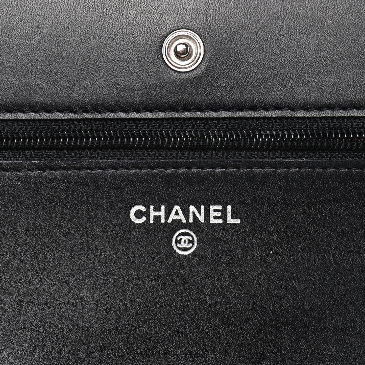 Calfskin Quilted Cambon Wallet On Chain WOC Black