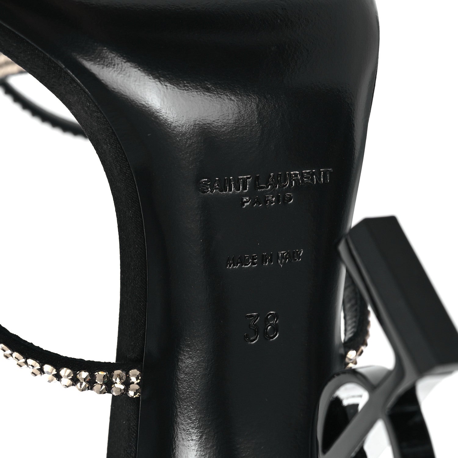 Saint Laurent Crepe Satin Strass Opyum 110 Sandals 38 Black 8 of 10