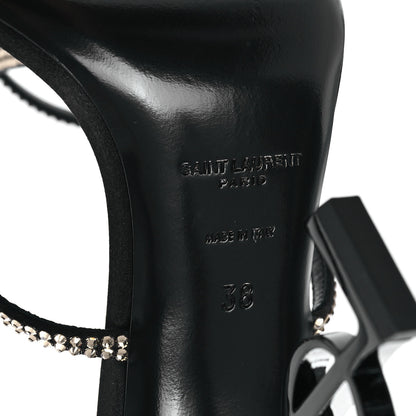 Saint Laurent Crepe Satin Strass Opyum 110 Sandals 38 Black 8 of 10