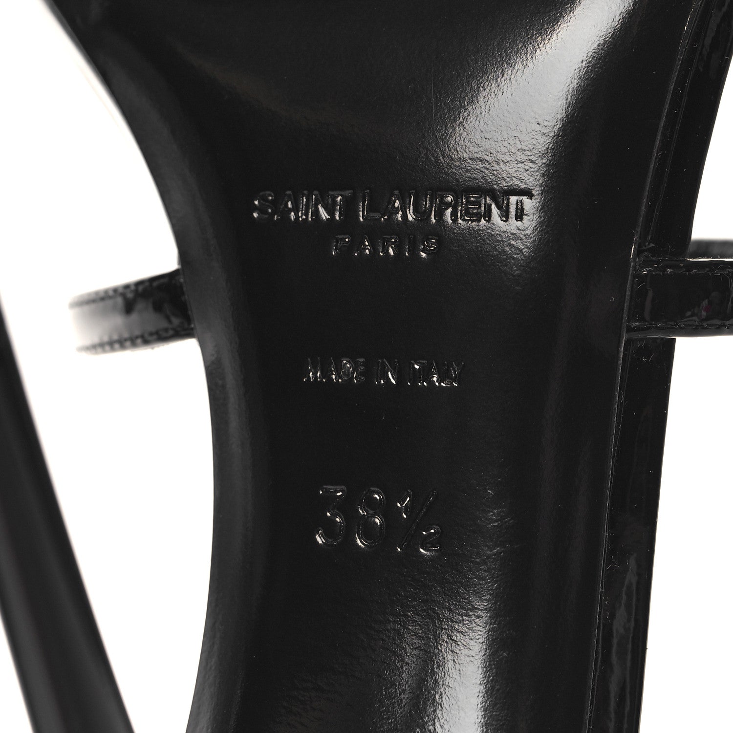 Saint Laurent Patent Cassandra 100 Ankle Strap Sandals 38.5 Black 8 of 9