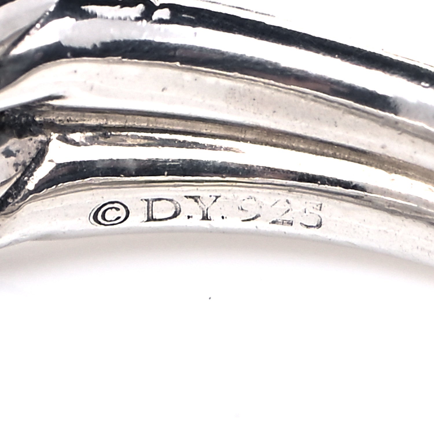 David Yurman Sterling Silver Pave Diamond Single Loop Labyrinth Ring 54 7 4 of 5