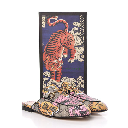 Gucci GG Supreme Monogram Bengal Womens Princetown Slippers 37 Beige Crop Pink 9 of 9