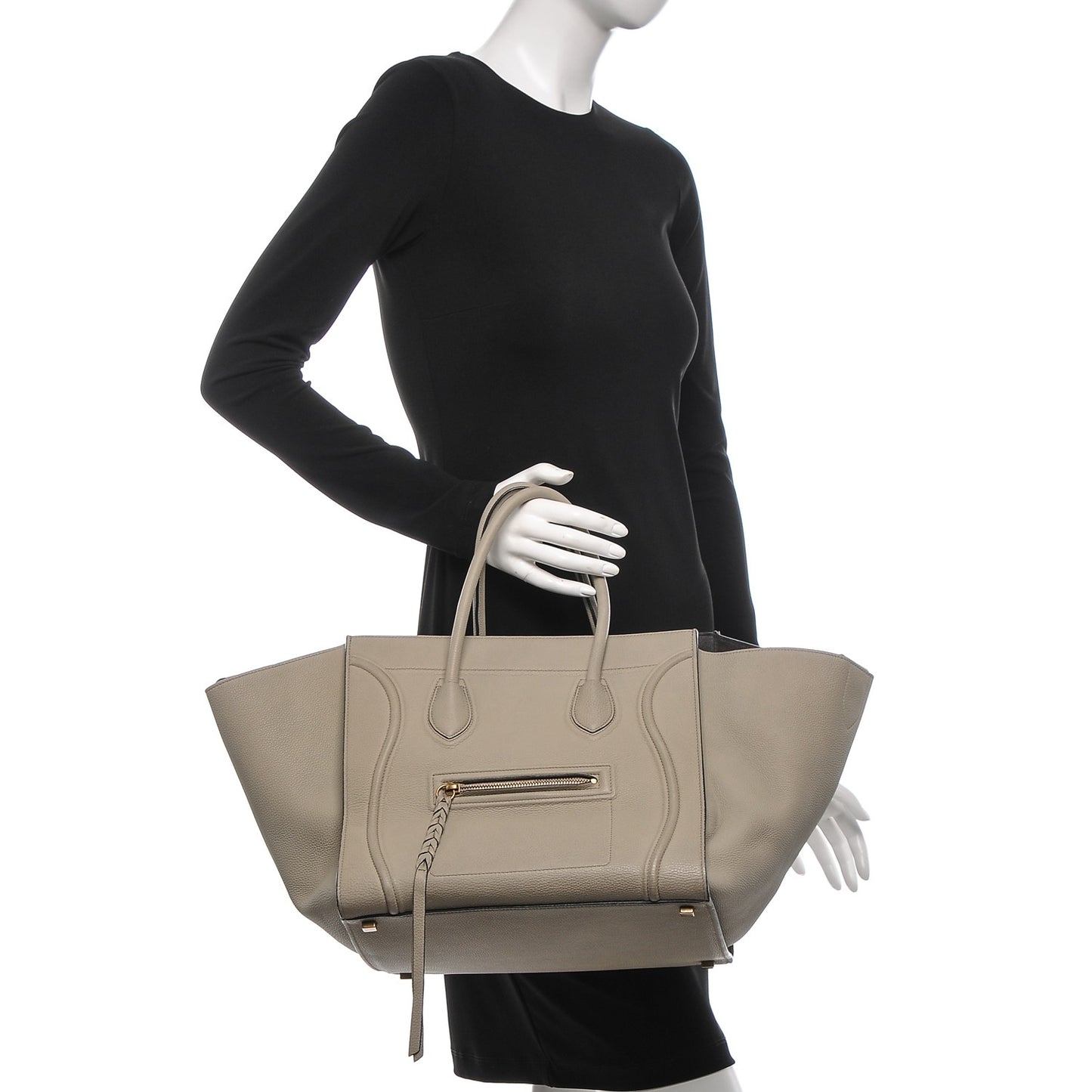 Baby Grained Calfskin Medium Phantom Luggage Grey