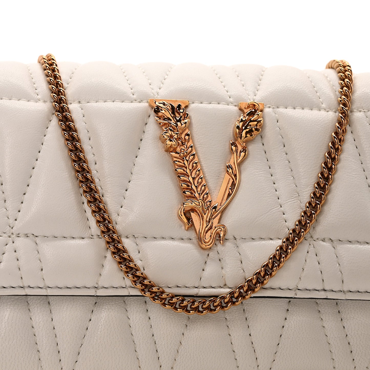 Nappa Quilted Virtus Evening Bag White