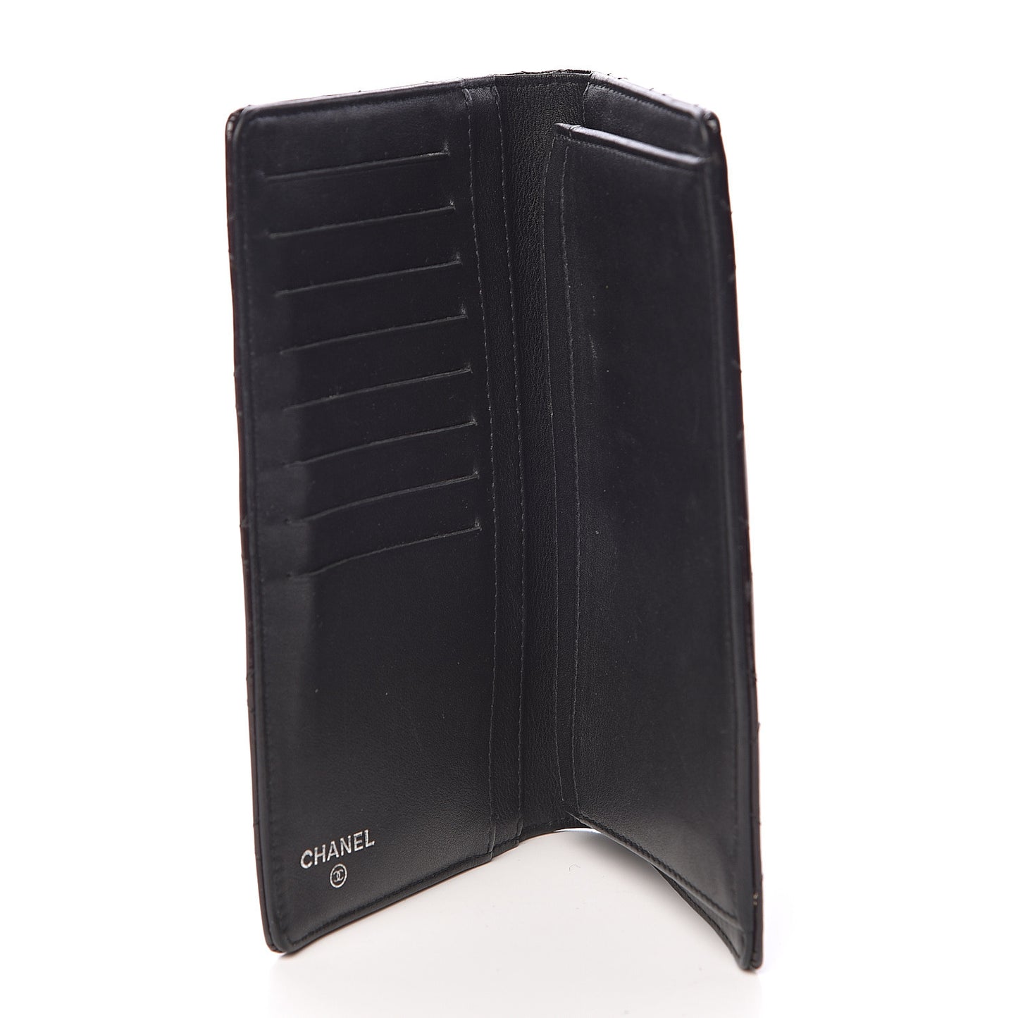 Patent Quilted Brilliant Yen Wallet Black