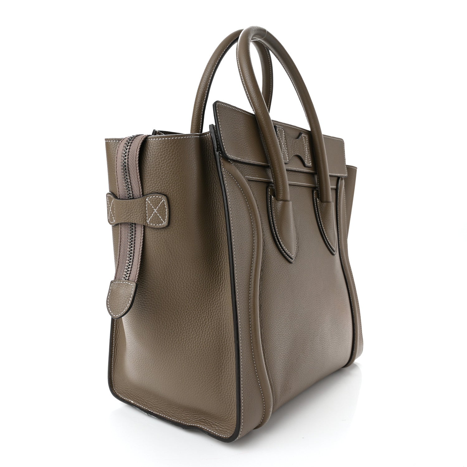 Celine Drummed Calfskin Mini Luggage Bag Souris 2 of 12