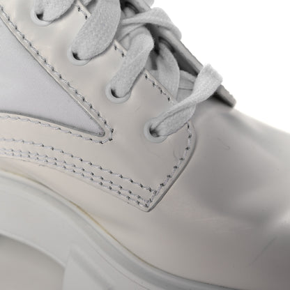 Prada Spazzolato Rois Re-Nylon Metal Triangle Logo Mens Monolith Pouch Pocket 60mm Combat Boots 8 White 9 of 12