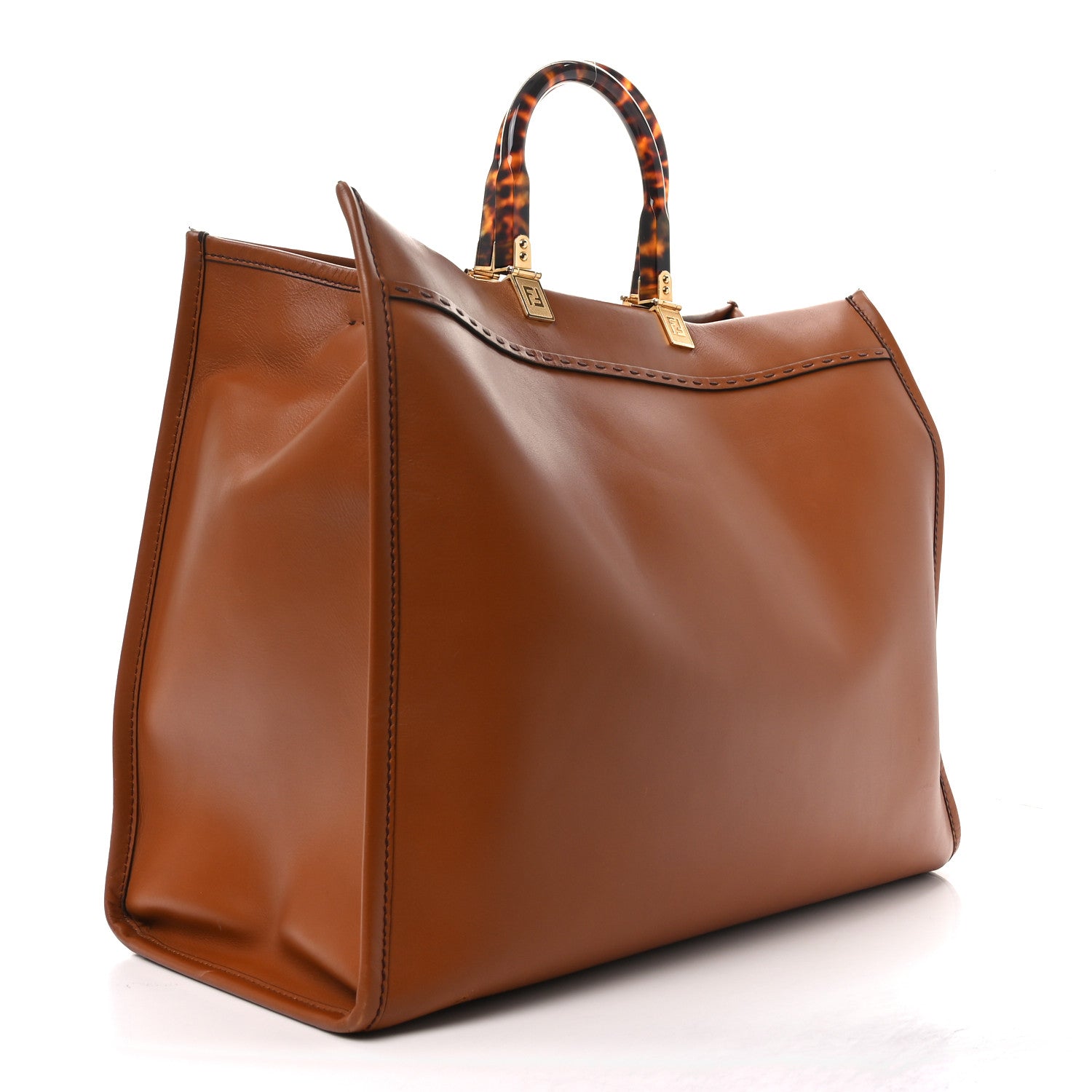 Fendi Vitello King Plexiglass Large Fendi Sunshine Shopper Tote Cuoio 3 of 9