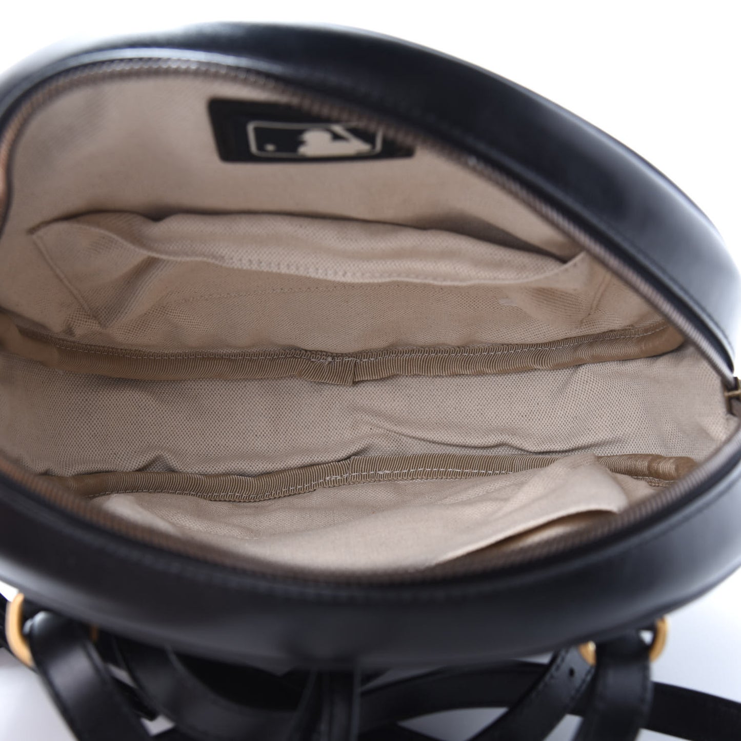 Calfskin LA Round Backpack Black Gold