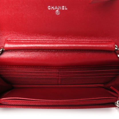 Chanel Caviar Quilted Wallet on Chain WOC Dark Red 5 of 12